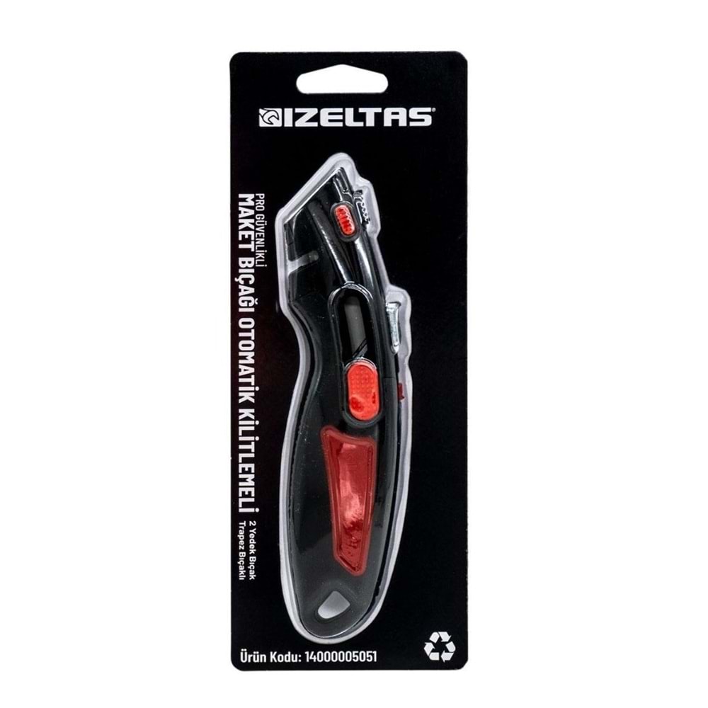 İZELTAŞ PRO GÜVENLİKLİ OTO KİTLEMELİ TRAPEZ MAKET BIÇAĞI (2 YEDEK BIÇAKLI)