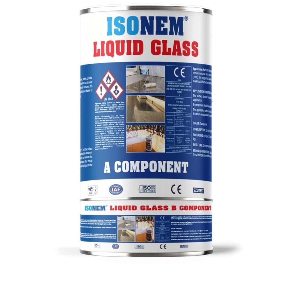 ISONEM LIQUID GLASS A+B KOMPENANT 2 KG ŞEFFAF M1071 20 m2 yer yapar