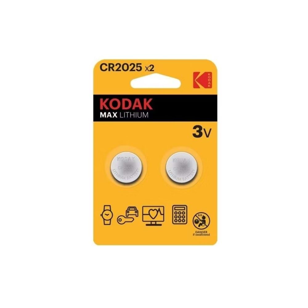 KODAK 2 ADET ULTRA LİTYUM CR2025 PARA PİL CR2025-2