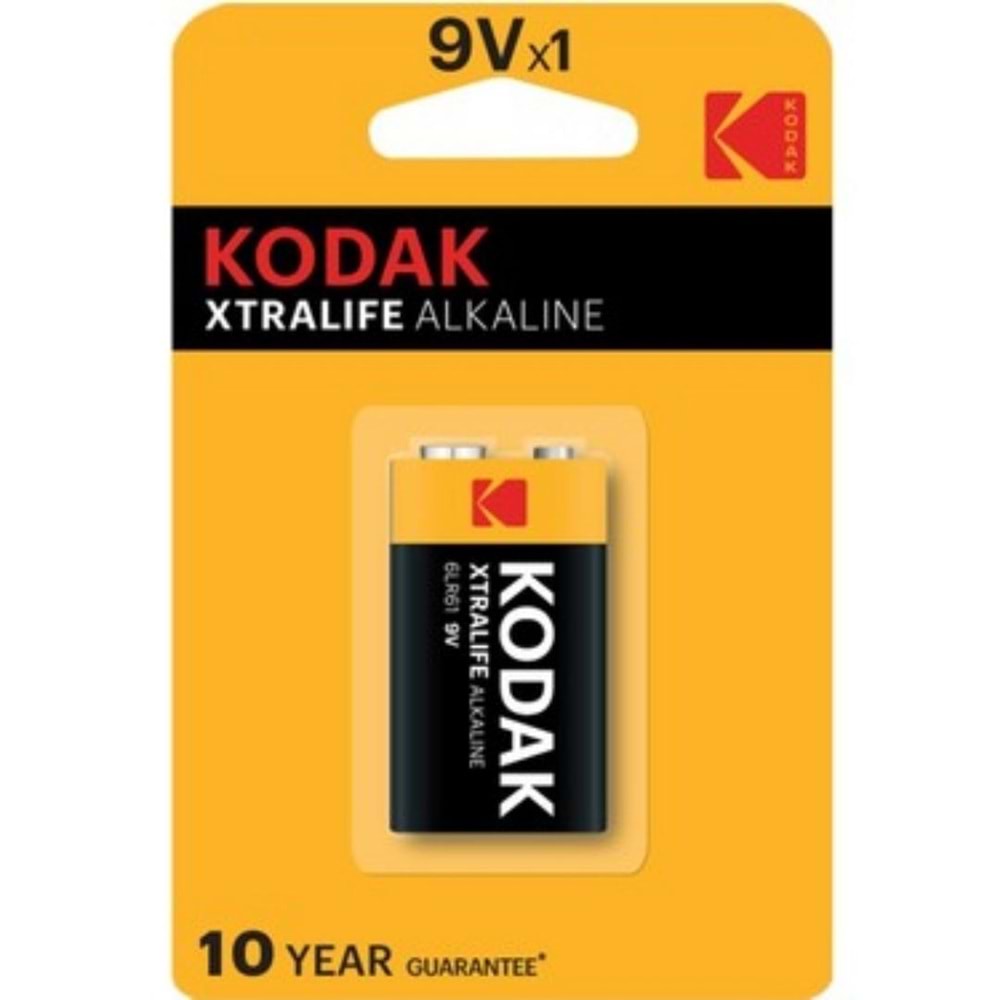KODAK 1 ADET XTRALIFE ALKALİN 9 VOLT PİL K9V1 SİYAH