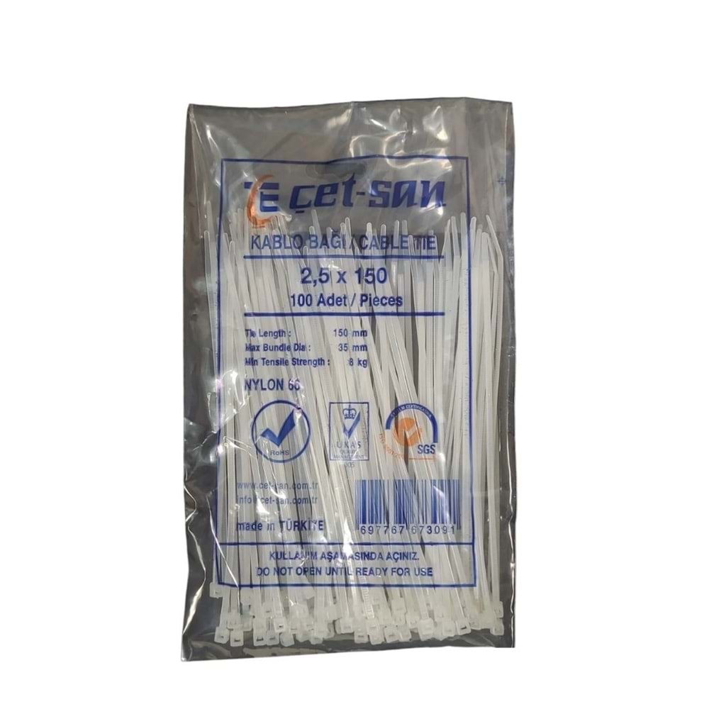 ÇETSAN 2,5X150 KABLO BAĞI BEYAZ