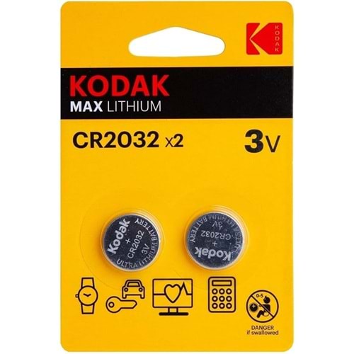 KODAK MAX LITYUM CR 2032 PARA PİL 2 Lİ 2CR2032