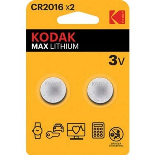 KODAK 2 ADET ULTRA LİTYUM CR2016 PARA PİL CR2016-2