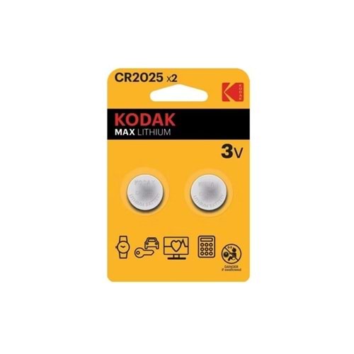 KODAK 2 ADET ULTRA LİTYUM CR2025 PARA PİL CR2025-2