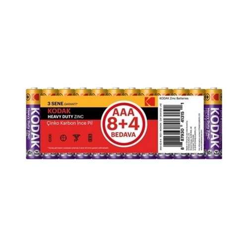 KODAK 8+4 SHİRİNK ÇİNKO KARBON KALEM PİL-AA KAAHZ-8+4