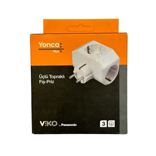 VİKO TOPRAKLI ÜÇLÜ FİŞ PRİZ YONCA PLUS BEYAZ
