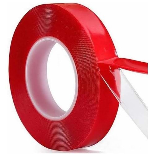 UNITAPE CIFT TARAFLI SEFFAF BANT KIRMIZI 16 mm*2 mt