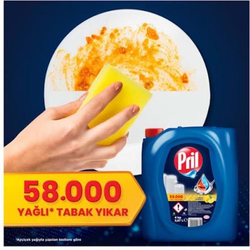 PRİL Bulaşık Deterjanı (4000ml) Limon *4