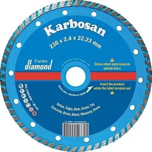 KARBOSAN TURBO ELMAS KESICI ( BETON-GRANIT ) - 230*2,4*22,23