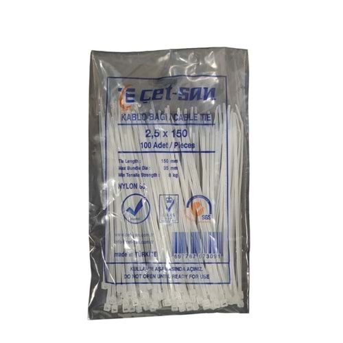 ÇETSAN 2,5X150 KABLO BAĞI BEYAZ