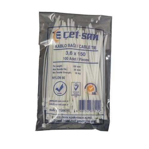 ÇETSAN 3,6X150 KABLO BAĞI BEYAZ