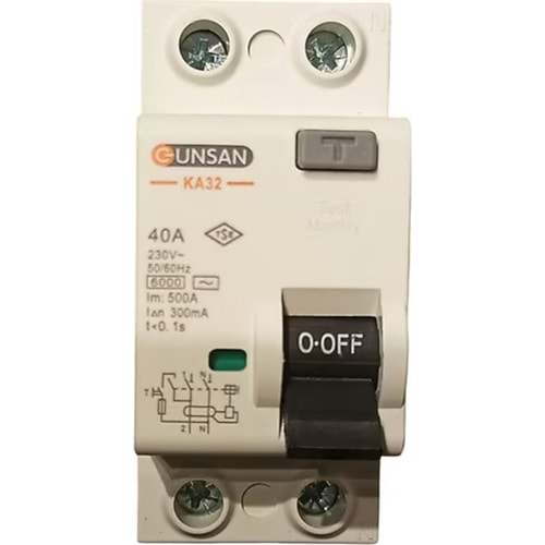 GUNSAN 2X40A 300MA 6KA KACAK AKIM ROLESI