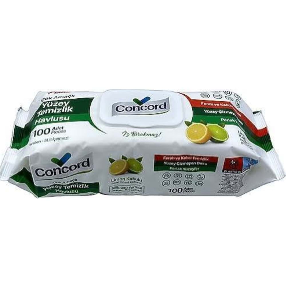 CONCORD Yüzey Temizlik Havlusu (100lü) Limon *15