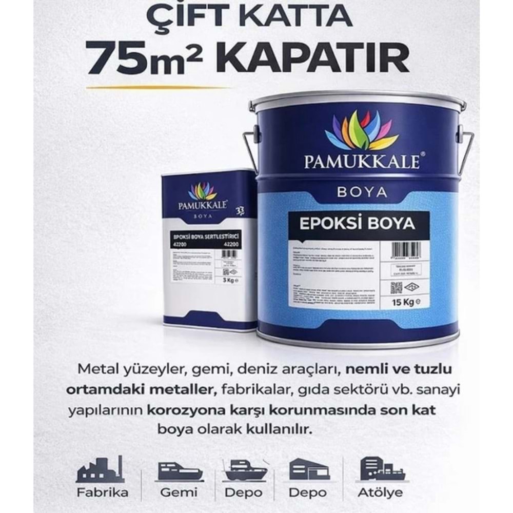 PAMUKKALE EPOKSİ ZEMİN BOYASI RAL 7040+SERTLEŞTİRİCİ 18+3 KG SET