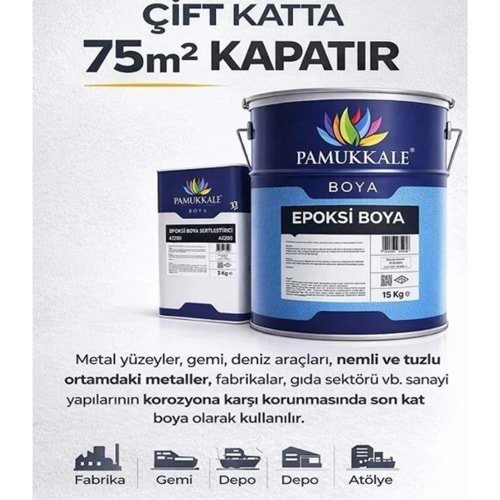 PAMUKKALE EPOKSİ ZEMİN BOYASI RAL 7040+SERTLEŞTİRİCİ 18+3 KG SET