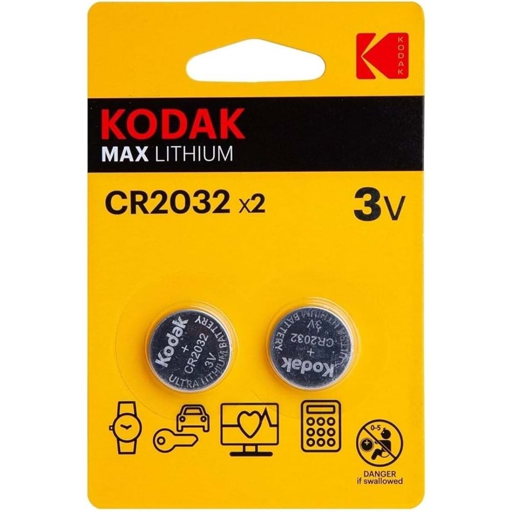KODAK MAX LITYUM CR 2032 PARA PİL 2 Lİ 2CR2032