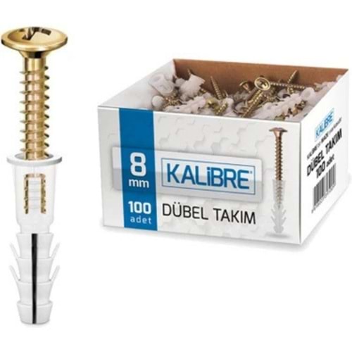 KALİBRE DÜBEL+VİDA TKM - 8 mm (PAKET 100 LU)