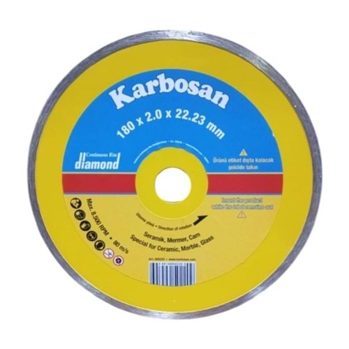 KARBOSAN SUREKLI ELMAS FAYANS-GRANIT KESICI - 180*2.0*22.23 mm