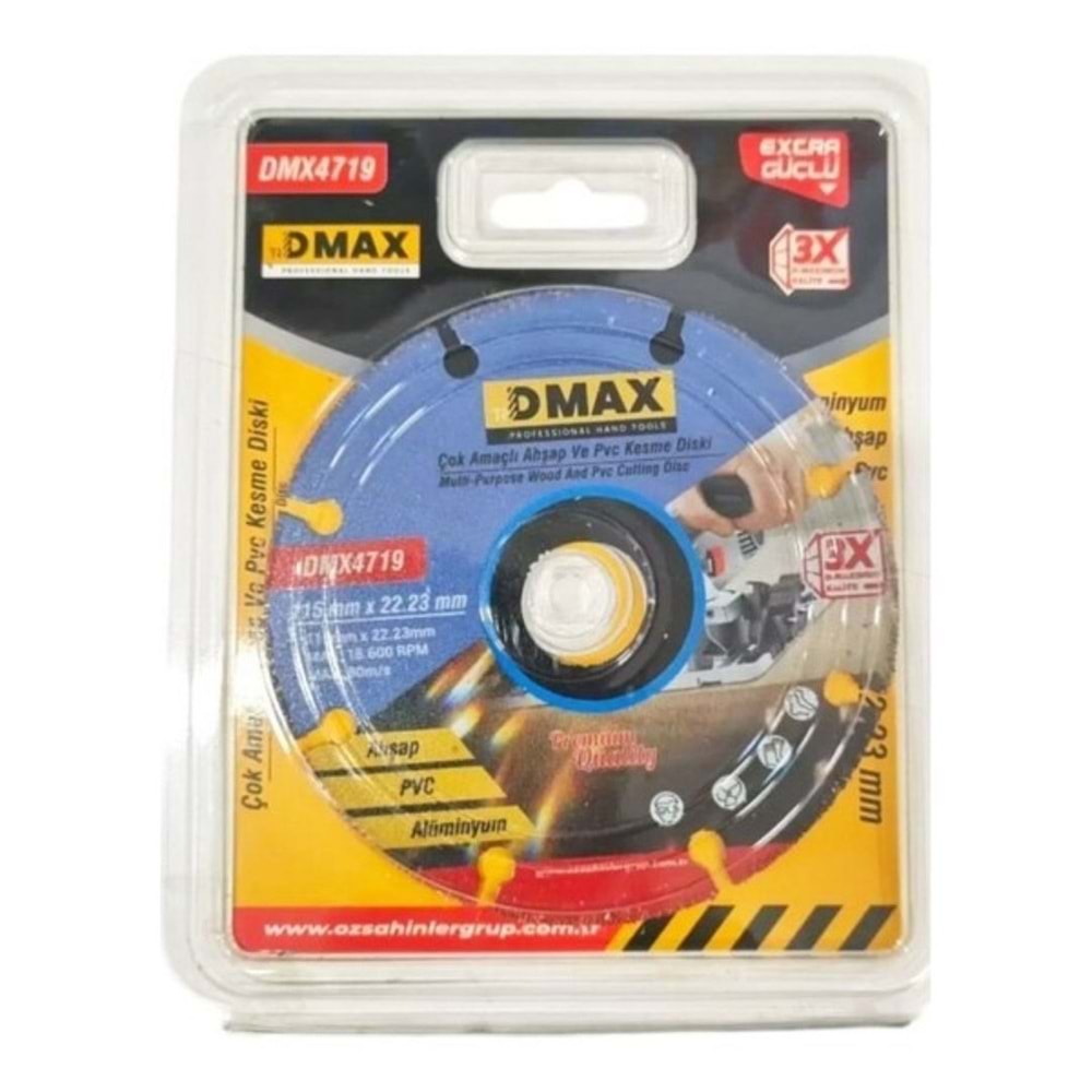 DMAX ÇOK AMAÇLI KESME DİSKİ MAVİ (Ahşap ve pvc) 115 MM. (DMX4719)