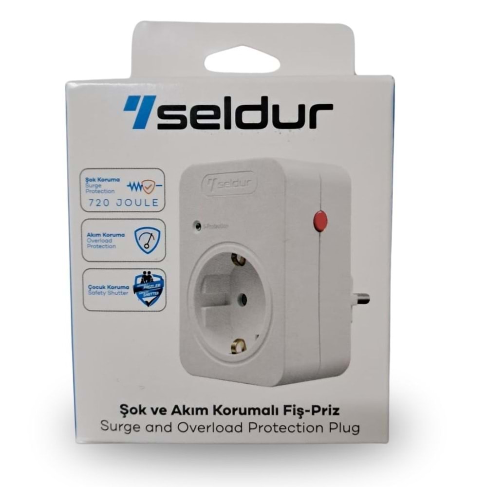 SELDUR 1 Lİ ŞOK KORUMALI AKIM KORUMA PRİZ DOTVOLT