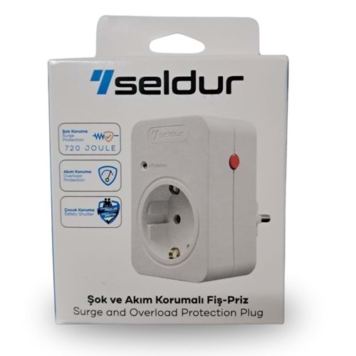 SELDUR 1 Lİ ŞOK KORUMALI AKIM KORUMA PRİZ DOTVOLT