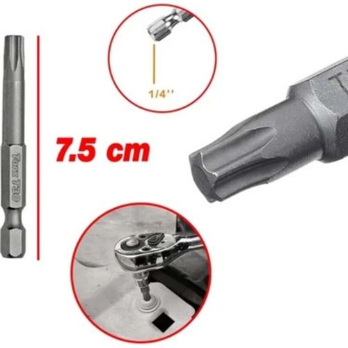 T30*75 MM BİTS UÇ 1/4) TORX