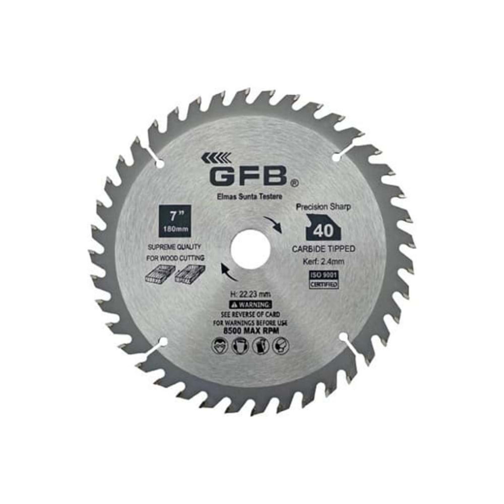 GFB ELMAS SUNTA TESTERE - 180*40T*22,23 mm