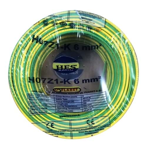 6mm NYA SARI YEŞİL KABLO HES