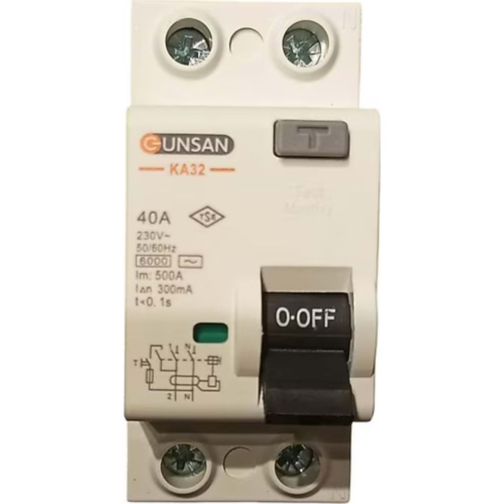 GUNSAN 2X40A 300MA 6KA KACAK AKIM ROLESI