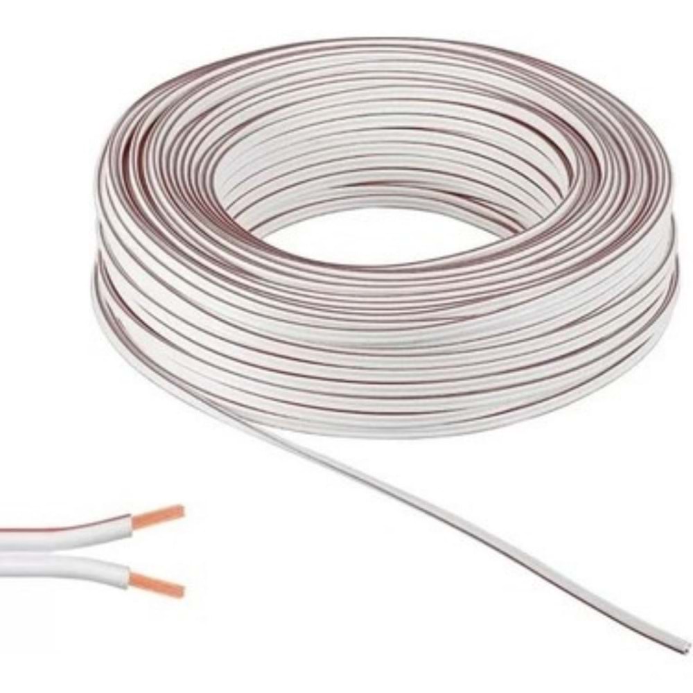 2X0,75mm YASSI KORDON BEYAZ KABLO TSELİ CU/CU