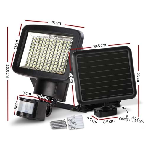 BAHCEM 120 LEDLI SENSORLU SOLAR AYDINLATMA 6500K