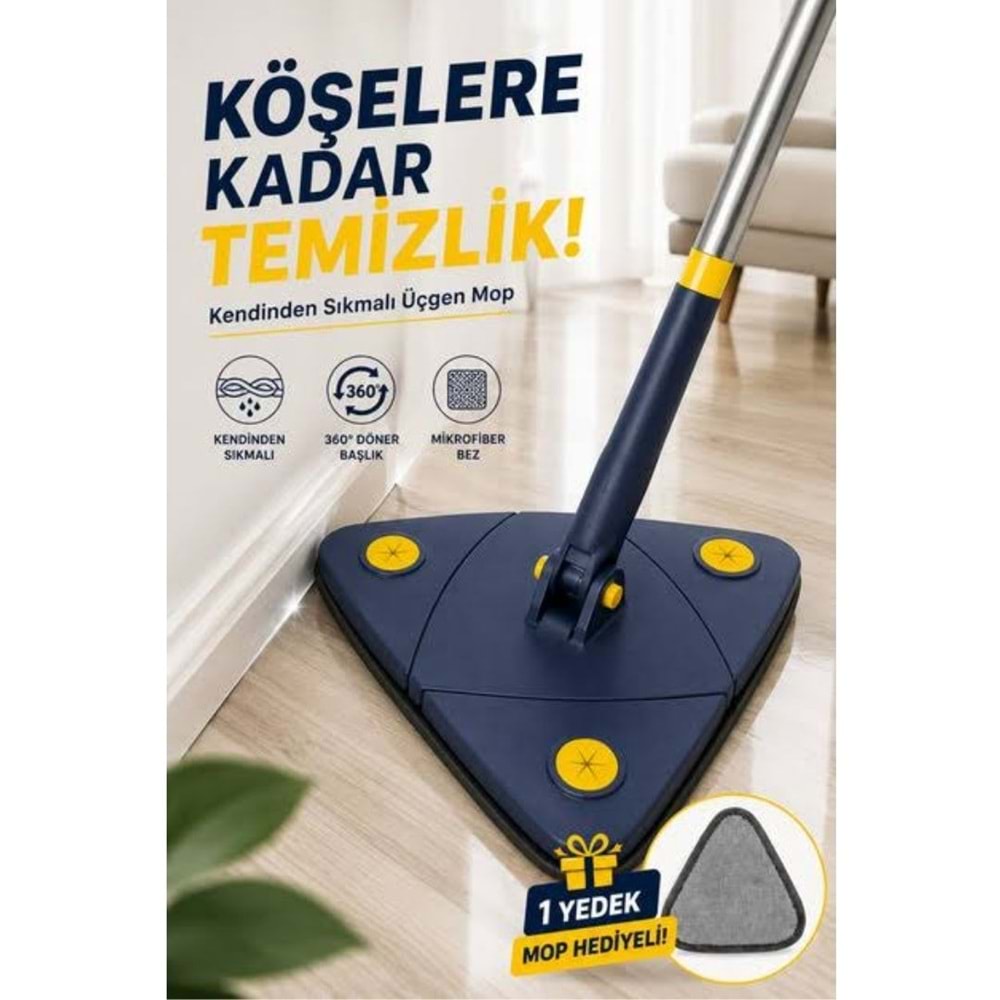 ÜÇGEN MOP MİKROFİBER KENDİNDEN SIKMALI